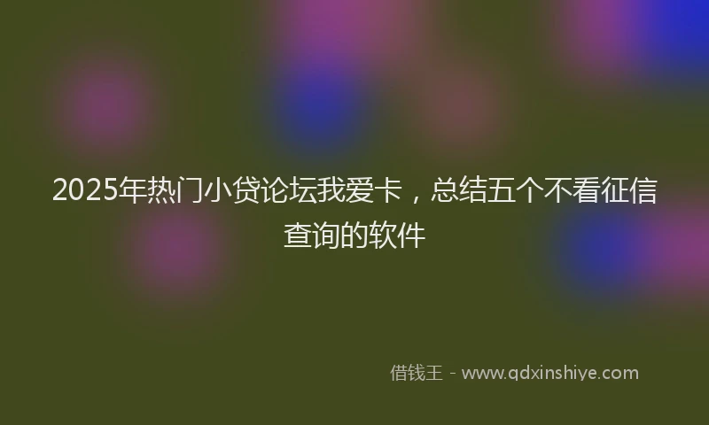 2025年热门小贷论坛我爱卡，总结五个不看征信查询的软件