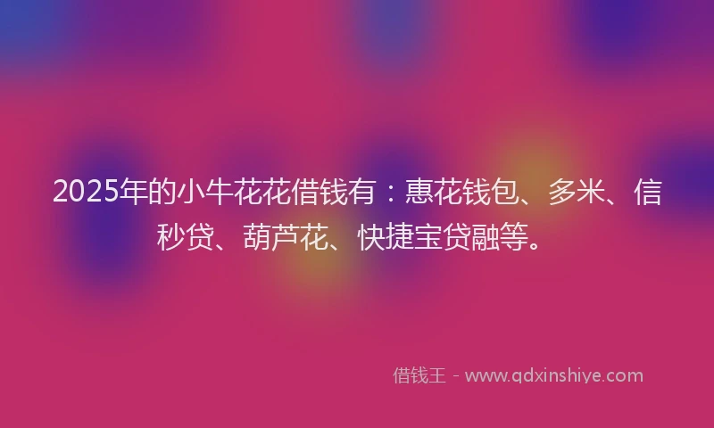 2025年的小牛花花借钱有：惠花钱包、多米、信秒贷、葫芦花、快捷宝贷融等。