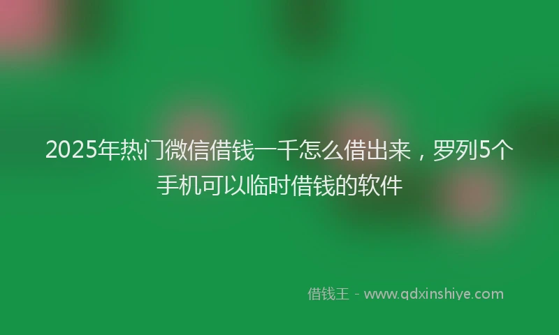 2025年热门微信借钱一千怎么借出来，罗列5个手机可以临时借钱的软件