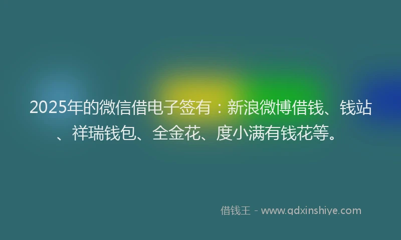 2025年的微信借电子签有：新浪微博借钱、钱站、祥瑞钱包、全金花、度小满有钱花等。