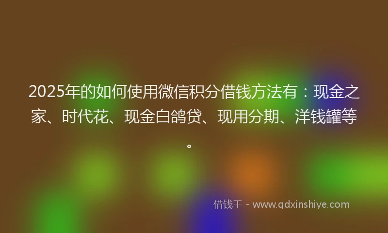 2025年的如何使用微信积分借钱方法有：现金之家、时代花、现金白鸽贷、现用分期、洋钱罐等。