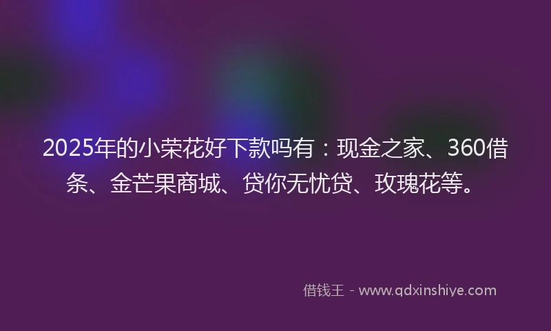 2025年的小荣花好下款吗有：现金之家、360借条、金芒果商城、贷你无忧贷、玫瑰花等。