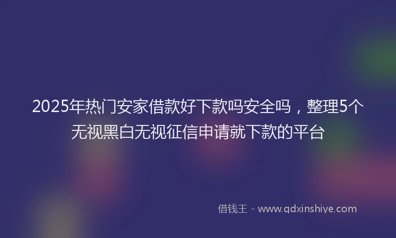 2025年热门安家借款好下款吗安全吗，整理5个无视黑白无视征信申请就下款的平台