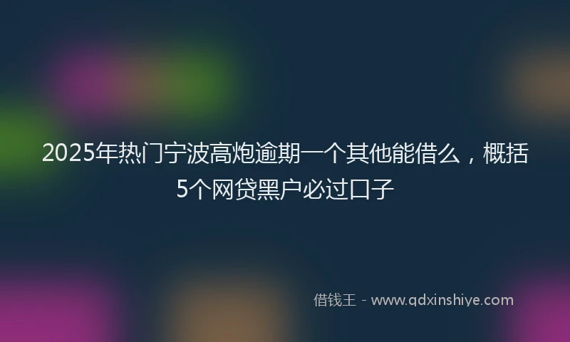 2025年热门宁波高炮逾期一个其他能借么，概括5个网贷黑户必过口子