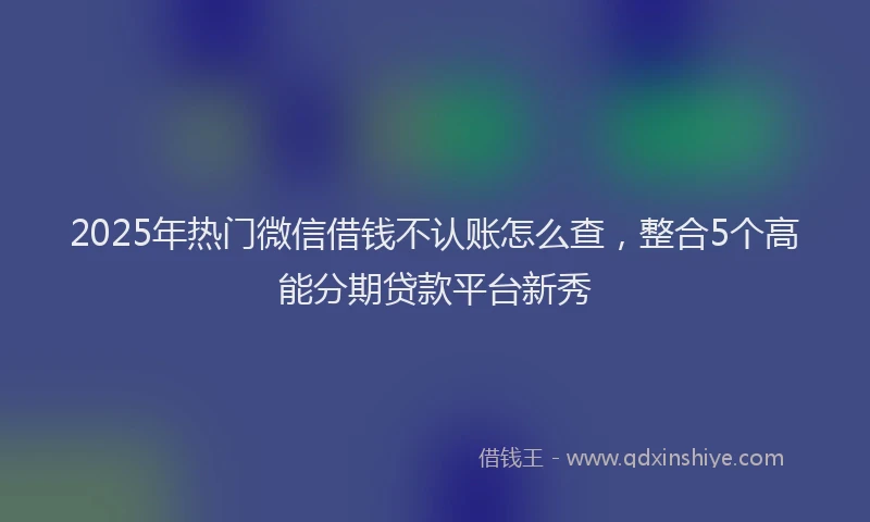 2025年热门微信借钱不认账怎么查，整合5个高能分期贷款平台新秀