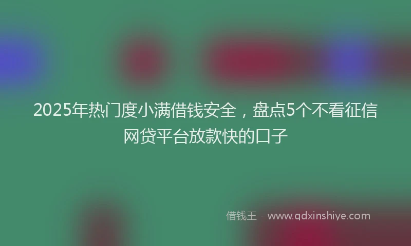2025年热门度小满借钱安全，盘点5个不看征信网贷平台放款快的口子
