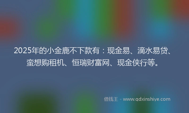 2025年的小金鹿不下款有：现金易、滴水易贷、蛮想购租机、恒瑞财富网、现金侠行等。