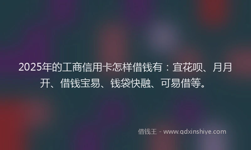 2025年的工商信用卡怎样借钱有：宜花呗、月月开、借钱宝易、钱袋快融、可易借等。