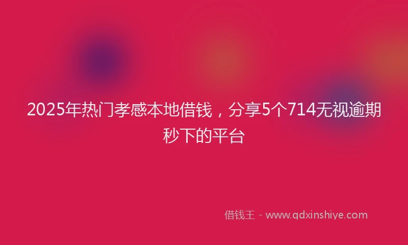 2025年热门孝感本地借钱，分享5个714无视逾期秒下的平台