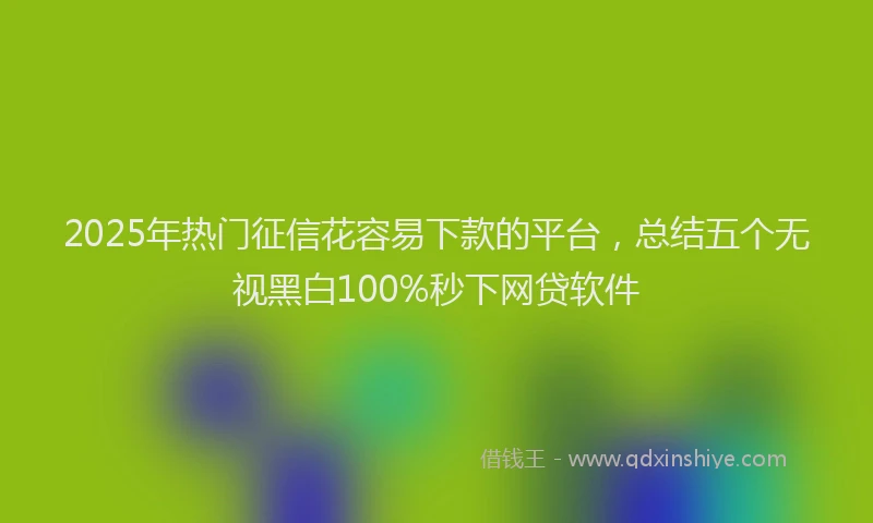 2025年热门征信花容易下款的平台，总结五个无视黑白100%秒下网贷软件