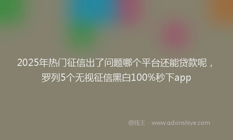 2025年热门征信出了问题哪个平台还能贷款呢，罗列5个无视征信黑白100%秒下app