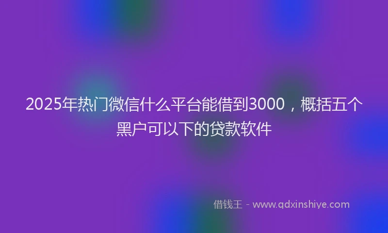 2025年热门微信什么平台能借到3000，概括五个黑户可以下的贷款软件