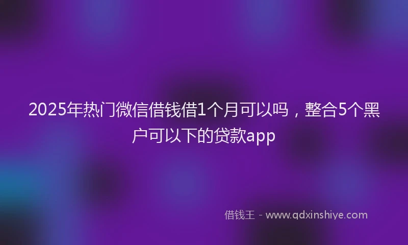 2025年热门微信借钱借1个月可以吗，整合5个黑户可以下的贷款app