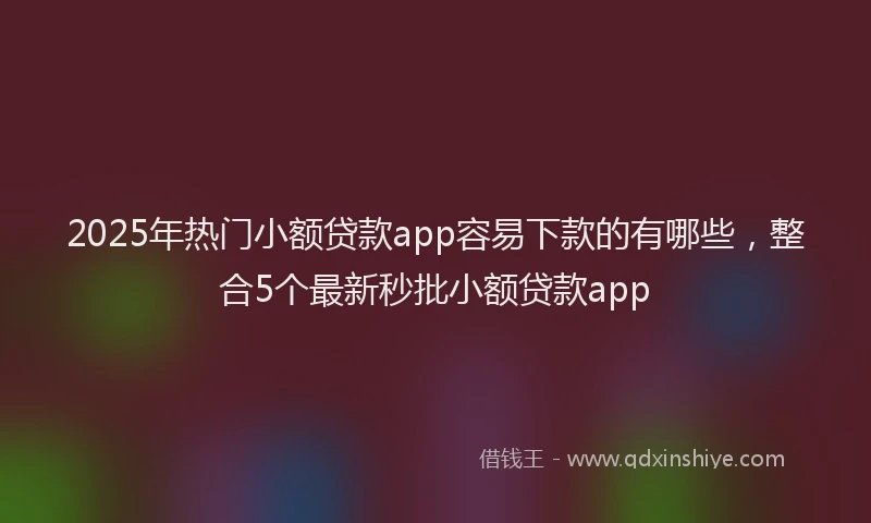 2025年热门小额贷款app容易下款的有哪些，整合5个最新秒批小额贷款app