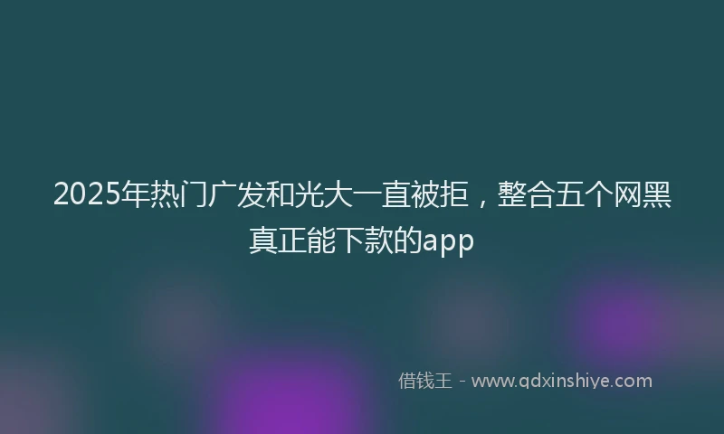 2025年热门广发和光大一直被拒，整合五个网黑真正能下款的app