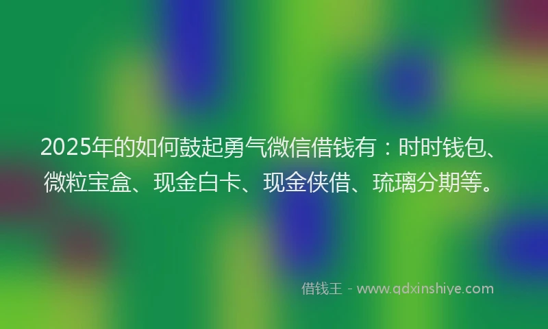 2025年的如何鼓起勇气微信借钱有：时时钱包、微粒宝盒、现金白卡、现金侠借、琉璃分期等。