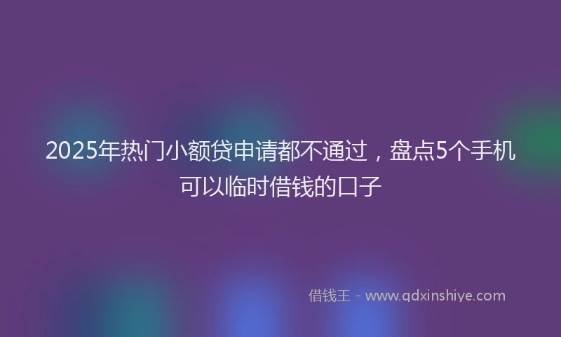 2025年热门小额贷申请都不通过，盘点5个手机可以临时借钱的口子
