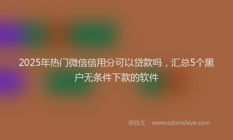 2025年热门微信信用分可以贷款吗，汇总5个黑户无条件下款的软件