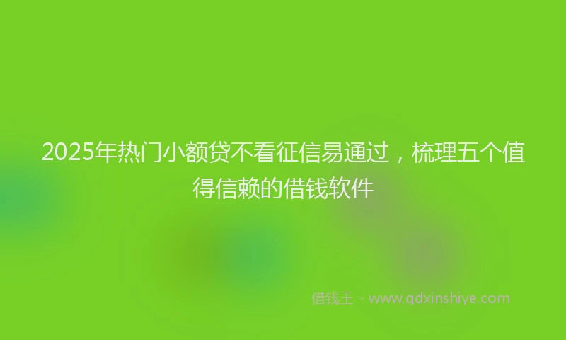 2025年热门小额贷不看征信易通过，梳理五个值得信赖的借钱软件