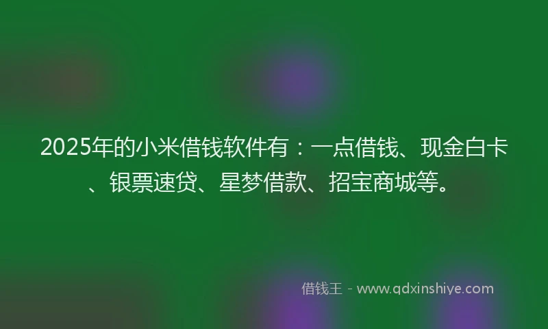 2025年的小米借钱软件有：一点借钱、现金白卡、银票速贷、星梦借款、招宝商城等。
