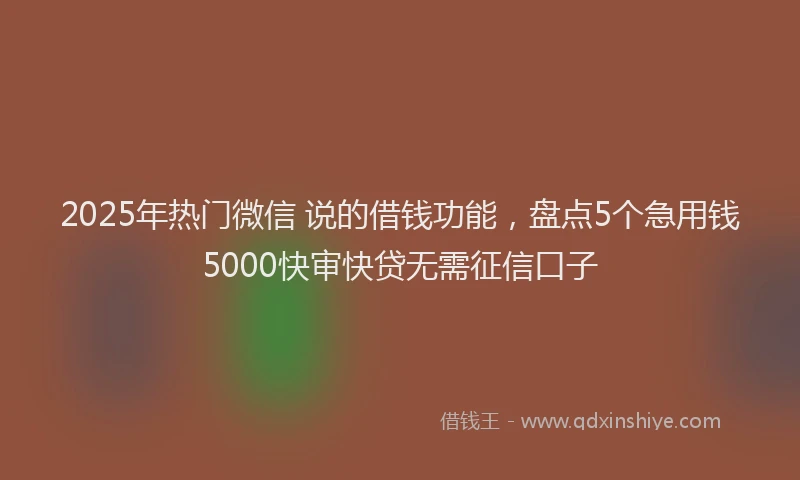 2025年热门微信 说的借钱功能，盘点5个急用钱5000快审快贷无需征信口子