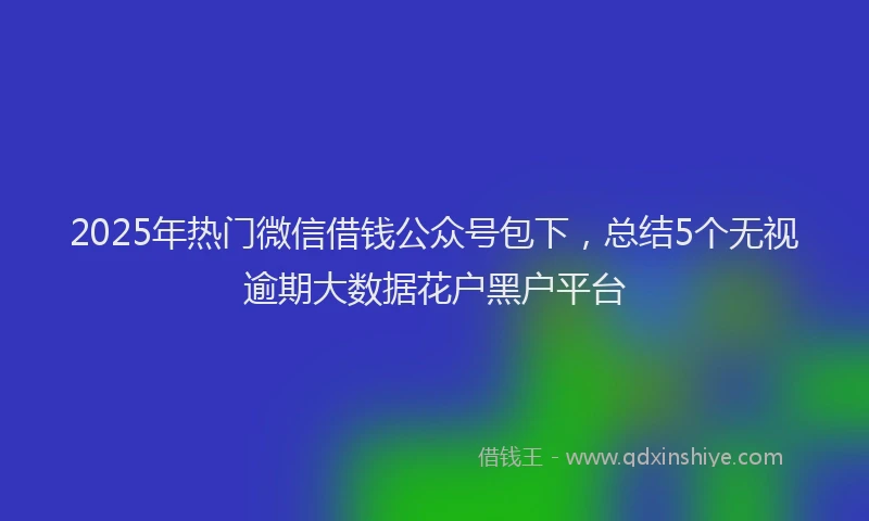 2025年热门微信借钱公众号包下，总结5个无视逾期大数据花户黑户平台