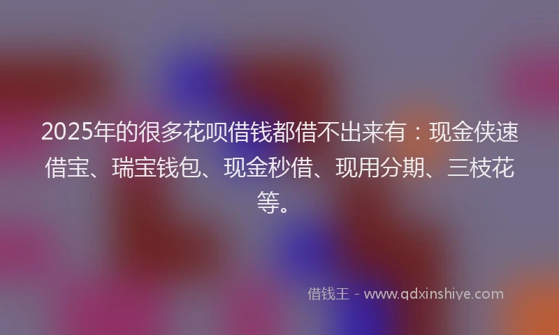 2025年的很多花呗借钱都借不出来有：现金侠速借宝、瑞宝钱包、现金秒借、现用分期、三枝花等。