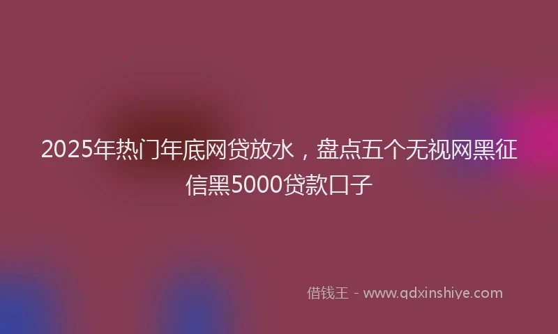 2025年热门年底网贷放水，盘点五个无视网黑征信黑5000贷款口子