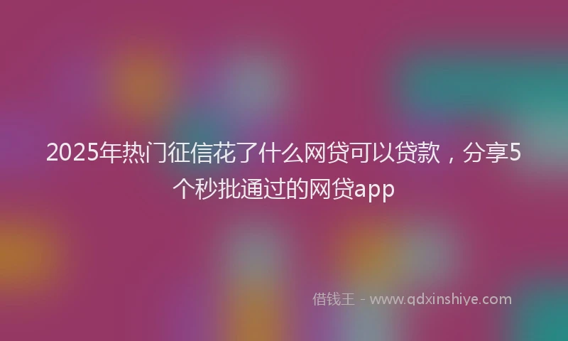 2025年热门征信花了什么网贷可以贷款，分享5个秒批通过的网贷app