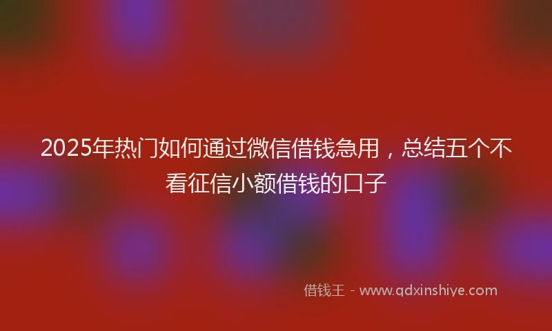 2025年热门如何通过微信借钱急用，总结五个不看征信小额借钱的口子
