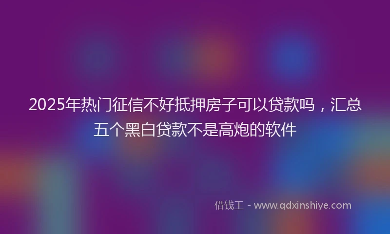 2025年热门征信不好抵押房子可以贷款吗，汇总五个黑白贷款不是高炮的软件