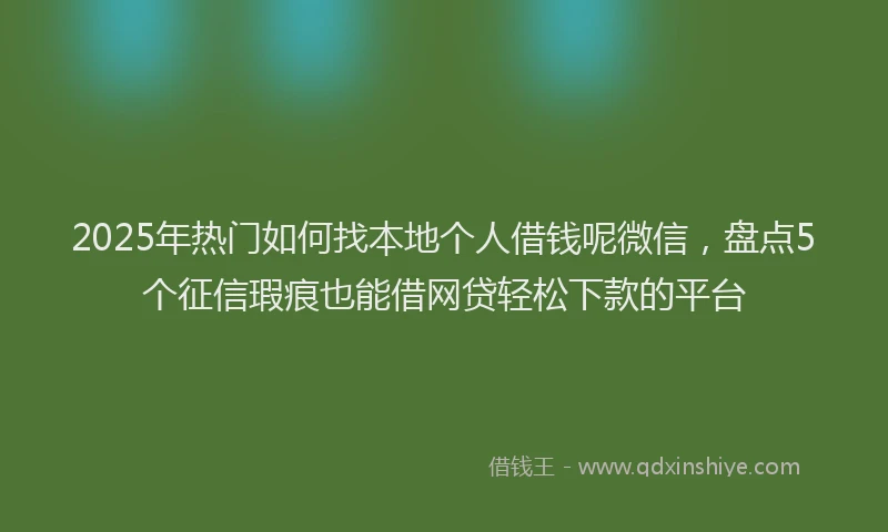 2025年热门如何找本地个人借钱呢微信，盘点5个征信瑕疵也能借网贷轻松下款的平台