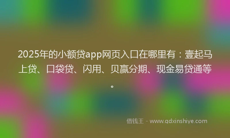2025年的小额贷app网页入口在哪里有：壹起马上贷、口袋贷、闪用、贝赢分期、现金易贷通等。