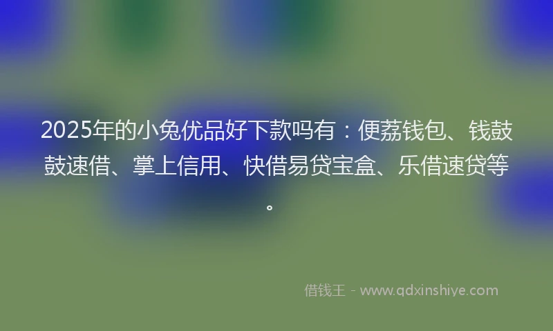 2025年的小兔优品好下款吗有：便荔钱包、钱鼓鼓速借、掌上信用、快借易贷宝盒、乐借速贷等。