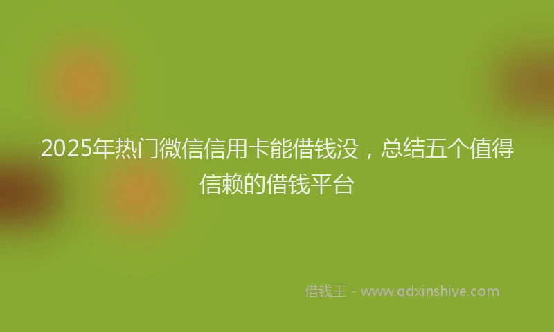 2025年热门微信信用卡能借钱没，总结五个值得信赖的借钱平台