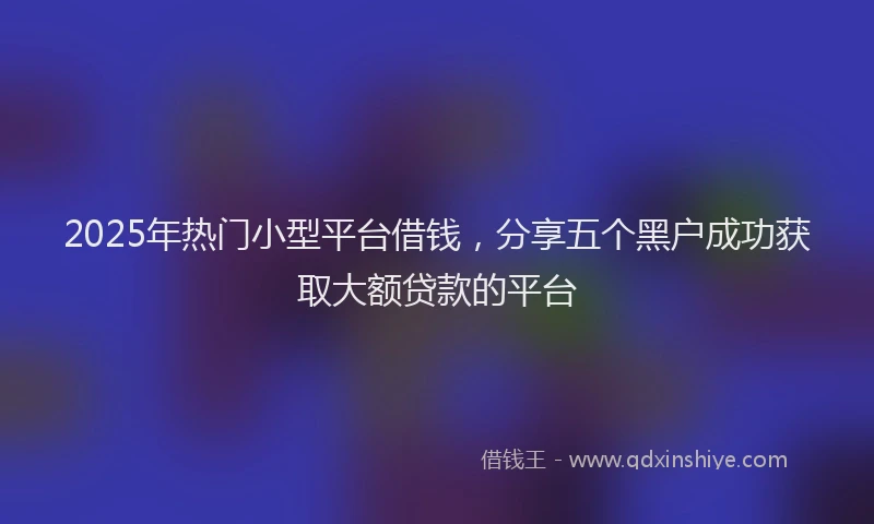 2025年热门小型平台借钱，分享五个黑户成功获取大额贷款的平台