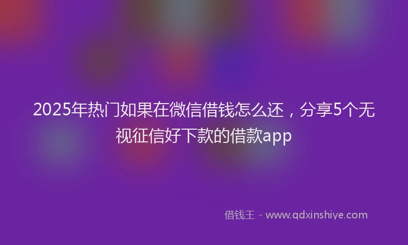 2025年热门如果在微信借钱怎么还，分享5个无视征信好下款的借款app