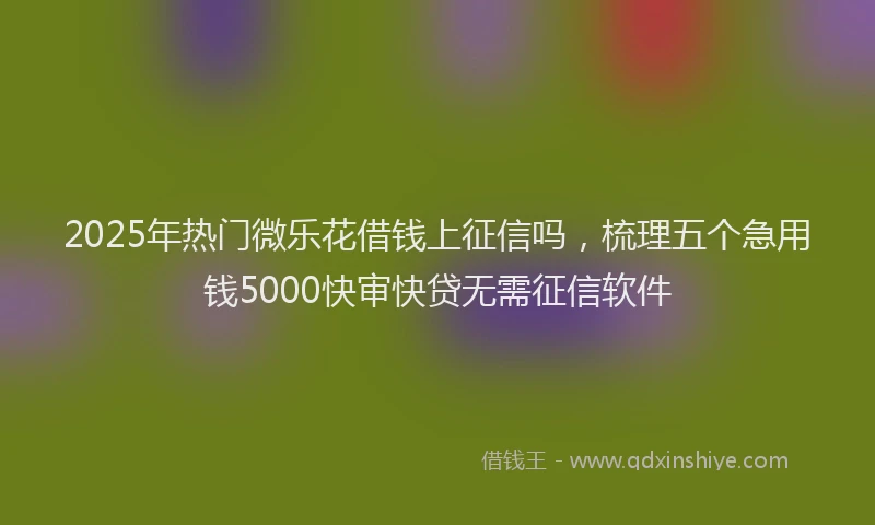 2025年热门微乐花借钱上征信吗，梳理五个急用钱5000快审快贷无需征信软件