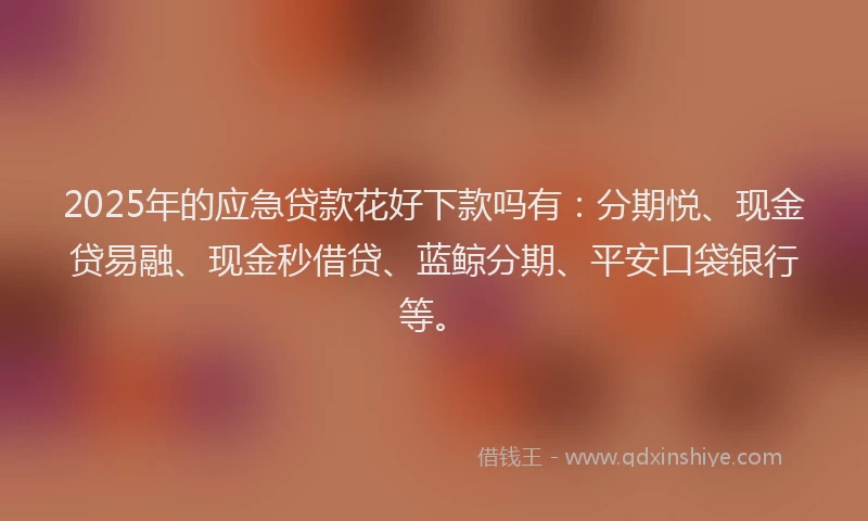 2025年的应急贷款花好下款吗有：分期悦、现金贷易融、现金秒借贷、蓝鲸分期、平安口袋银行等。