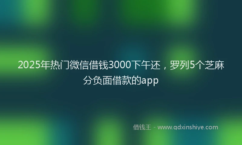 2025年热门微信借钱3000下午还，罗列5个芝麻分负面借款的app