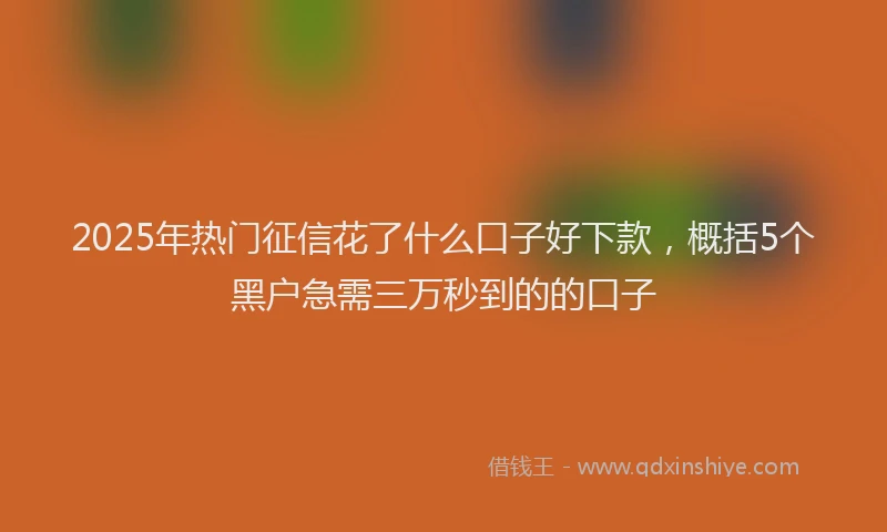 2025年热门征信花了什么口子好下款，概括5个黑户急需三万秒到的的口子