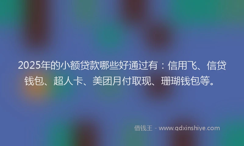 2025年的小额贷款哪些好通过有：信用飞、信贷钱包、超人卡、美团月付取现、珊瑚钱包等。