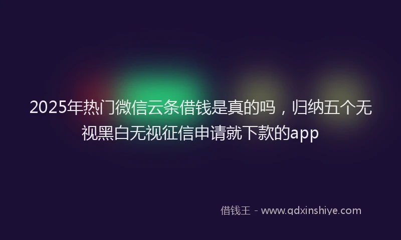 2025年热门微信云条借钱是真的吗，归纳五个无视黑白无视征信申请就下款的app