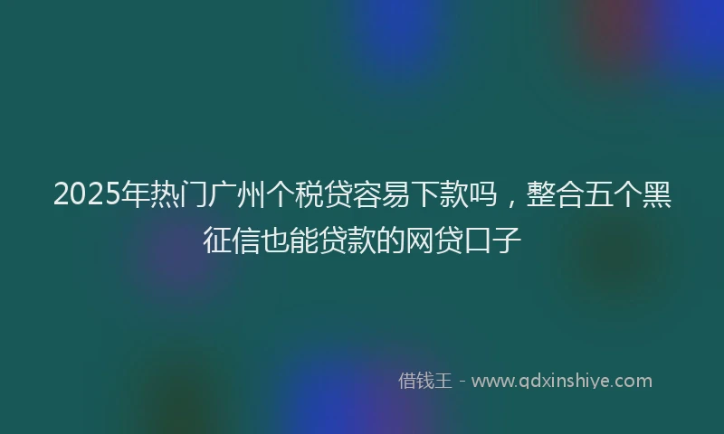 2025年热门广州个税贷容易下款吗，整合五个黑征信也能贷款的网贷口子