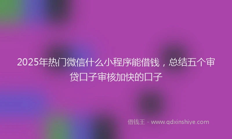 2025年热门微信什么小程序能借钱，总结五个审贷口子审核加快的口子