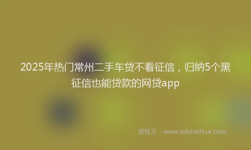 2025年热门常州二手车贷不看征信，归纳5个黑征信也能贷款的网贷app