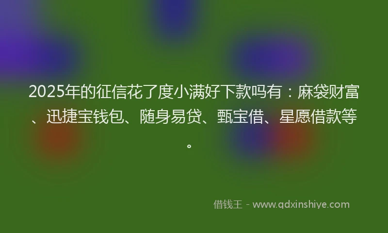 2025年的征信花了度小满好下款吗有：麻袋财富、迅捷宝钱包、随身易贷、甄宝借、星愿借款等。