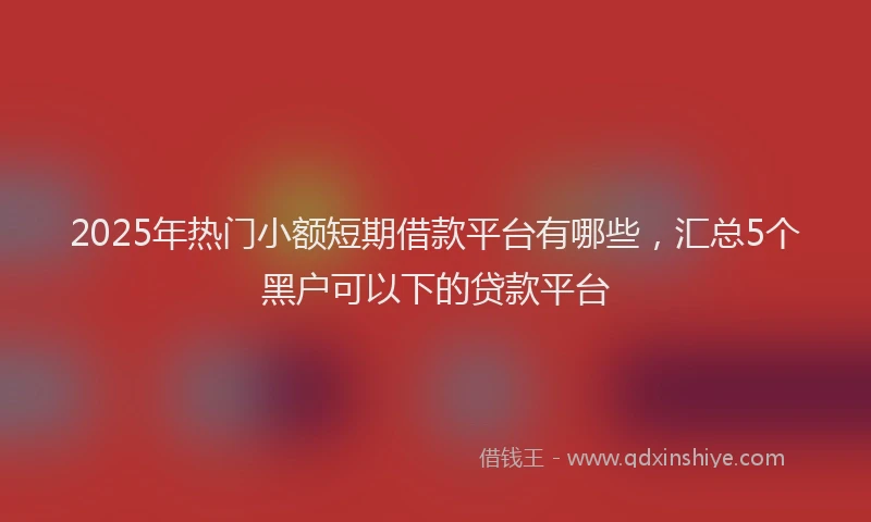 2025年热门小额短期借款平台有哪些，汇总5个黑户可以下的贷款平台