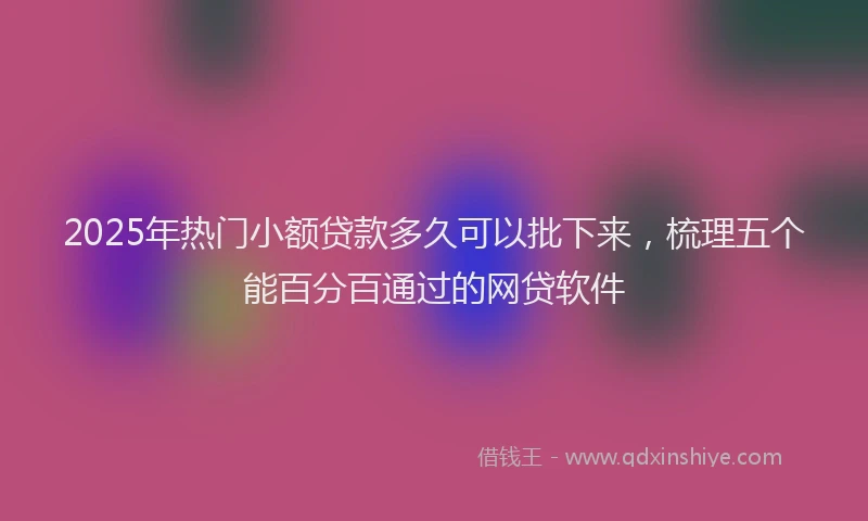 2025年热门小额贷款多久可以批下来，梳理五个能百分百通过的网贷软件