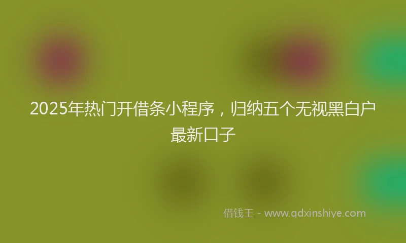 2025年热门开借条小程序，归纳五个无视黑白户最新口子
